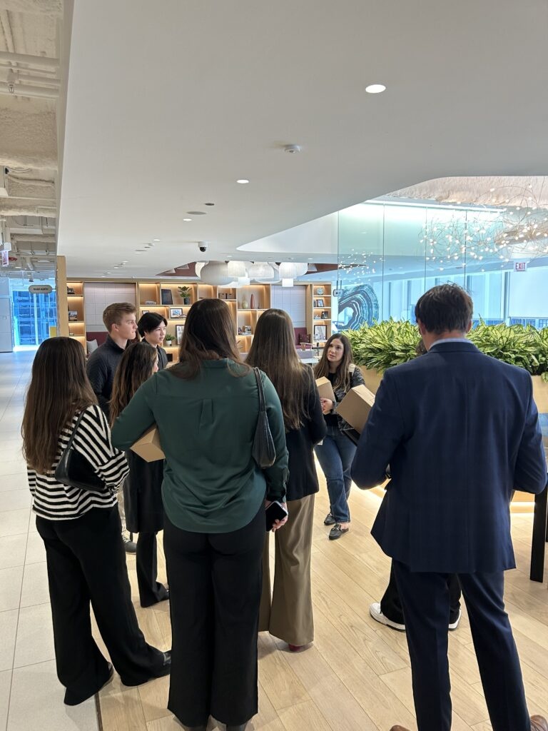 Group talking with professionals.
